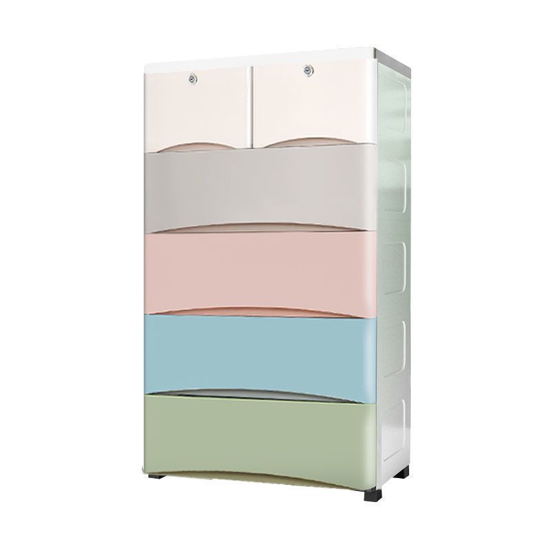 6 Drawers Plastic Kids Nightstand Scandinavian Vertical Nursery Dresser for Home