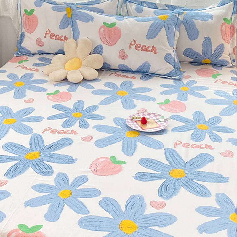 Cotton Bed Sheet Set Floral Modern Breathable Pillowcase For Bedroom