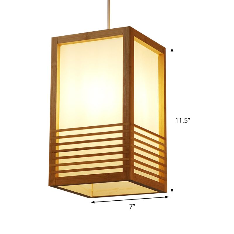 1 tête pendante rectangulaire éclairage de plafond en bois japonais lumière suspendue en beige