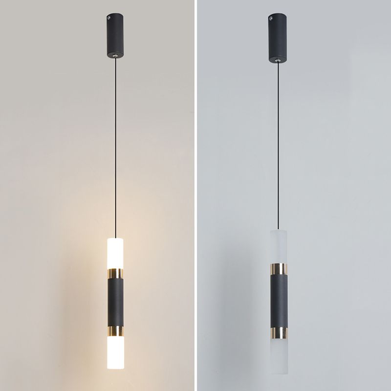 Pendante LED Black Cylindroid dans la simplicité moderne Lampe suspendue en fer forgé avec une teinte acrylique