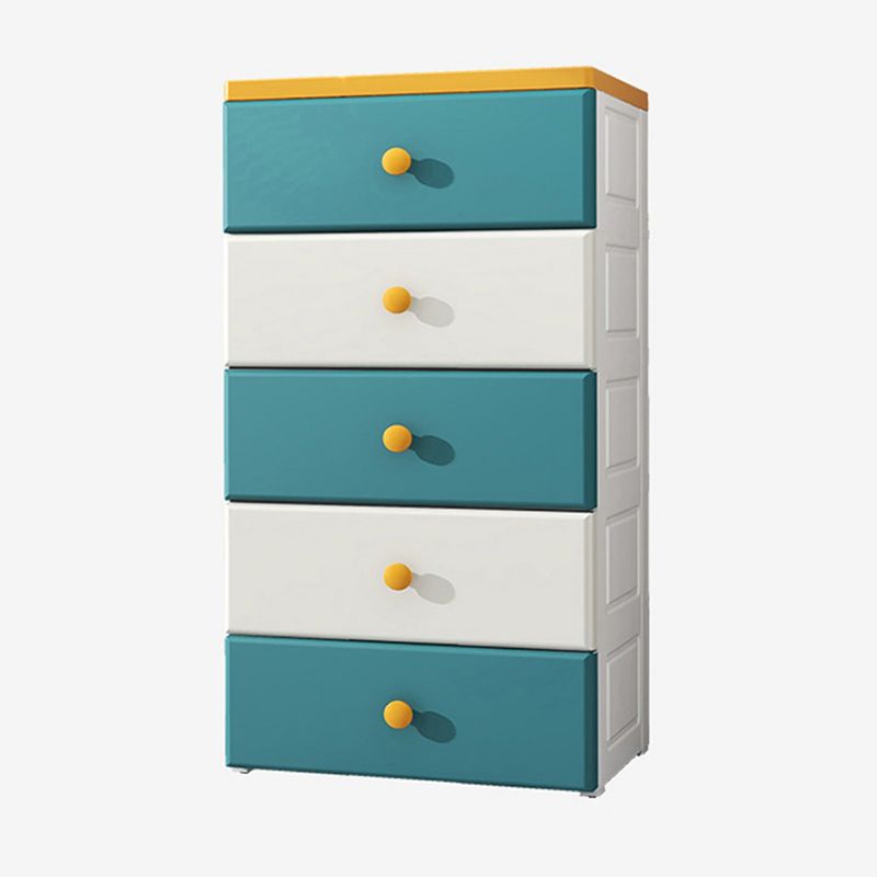 Modern Nursery Dresser Plastic Kids Nightstand with 5 Drawers