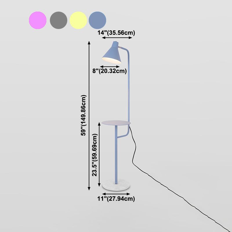 Makaron Metallboden Leselampe 1-Licht-Bodenlicht mit Tablett für Schlafzimmer