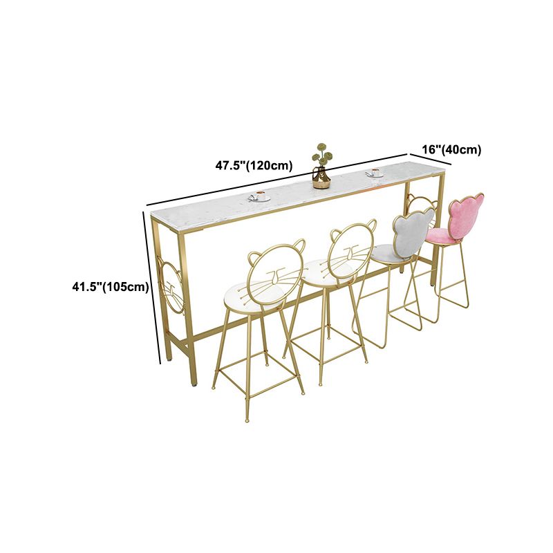 Glam Rectangle Counter Height Table Trestle Marble Bar/Dinette Table in White