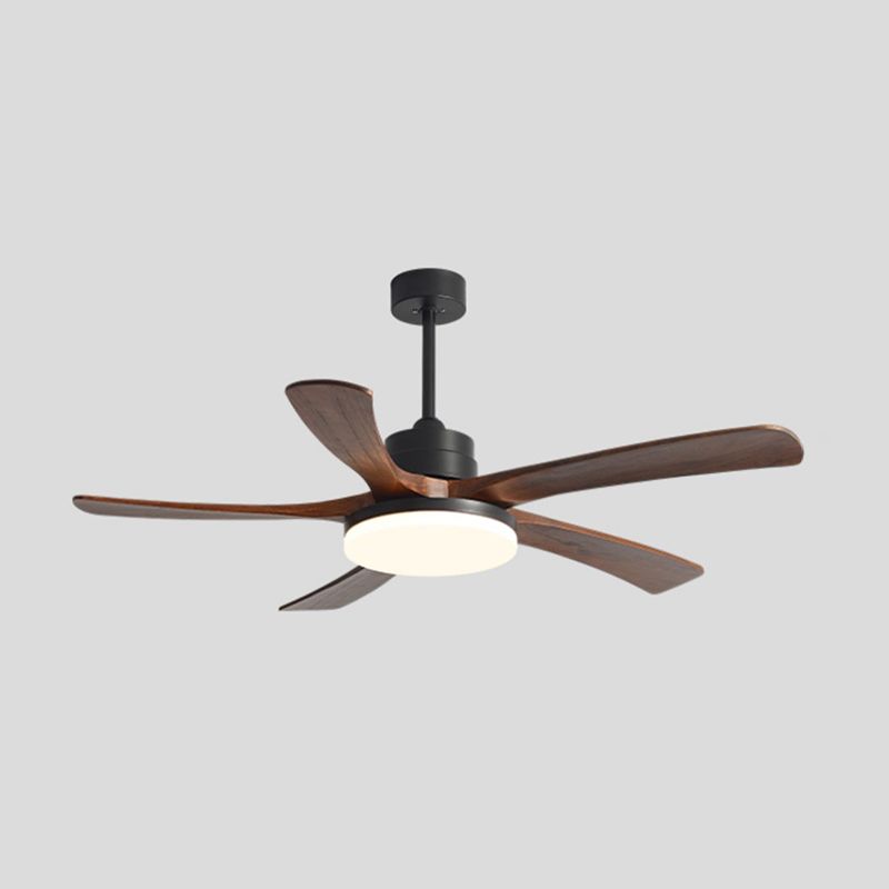 Nordic Style LED Ceiling Fan 5-Blade Fan Lighting with Wood for Living Room