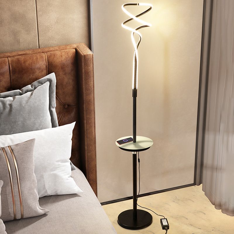 Spiral Linear Acrylic Floor Lamp Minimalist LED Standing Light for Living Room