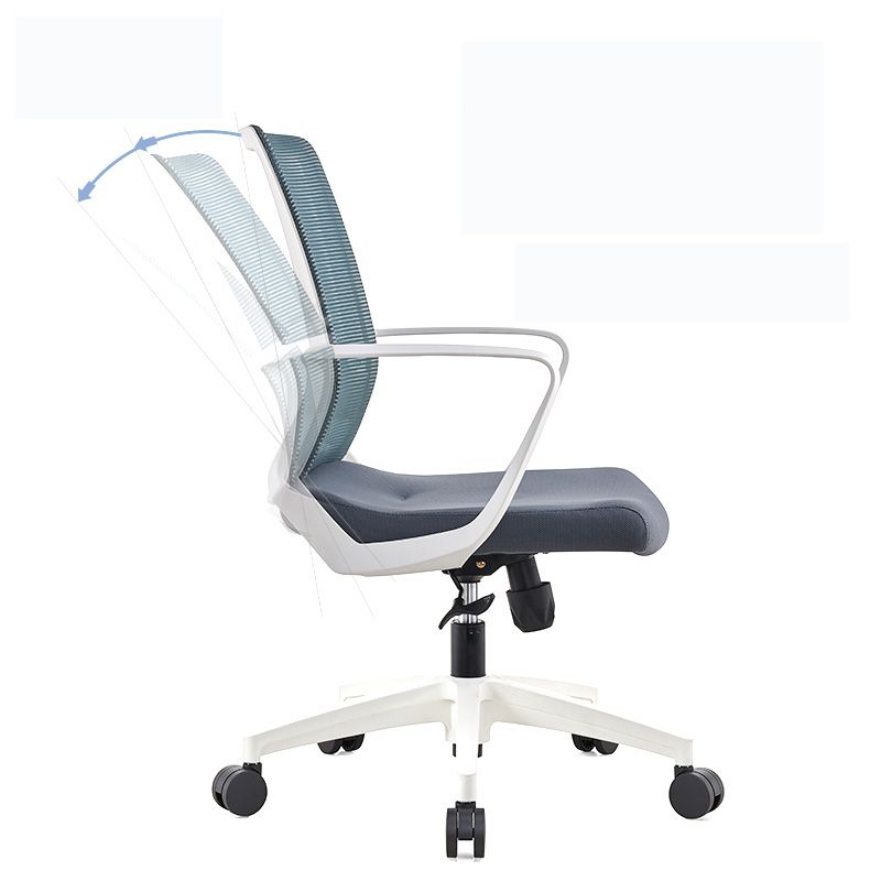 Modern Ribbed Mid Back Office Chair Chrome Arms Chair with Castor