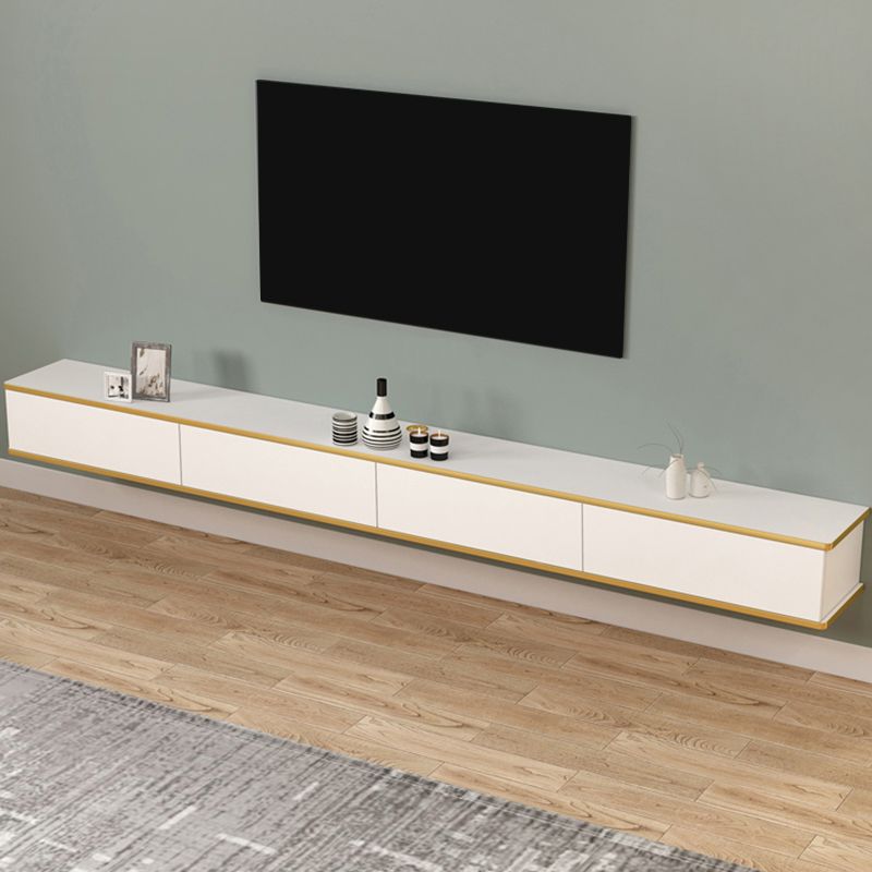 Modern Enclosed Storage TV Stand Faux Wood TV Cabinet with Doors