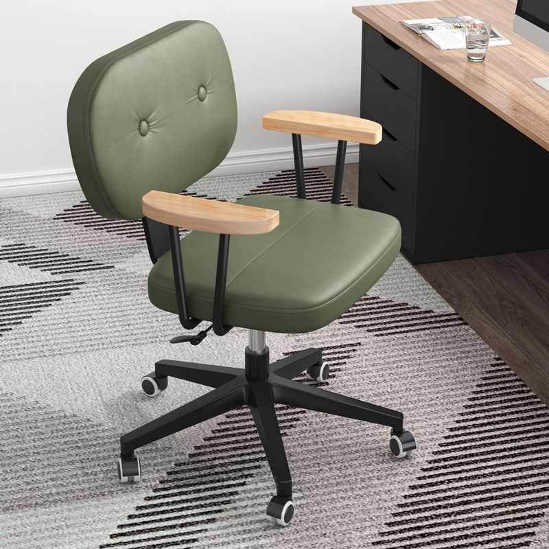 Nylon Base Modern Computer Desk Chair with Wheels Mid Back Task Chair with Fixed Arms