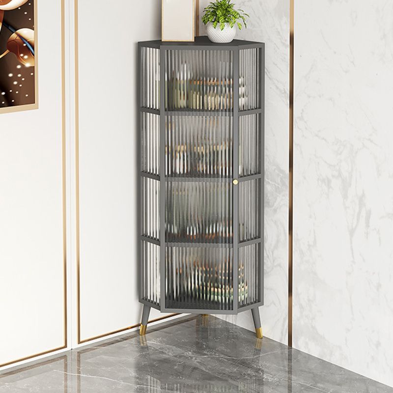 Metal Industrial Curio Cabinet Glass Doors Display Cabinet for Living Room, 16"L X 16"W