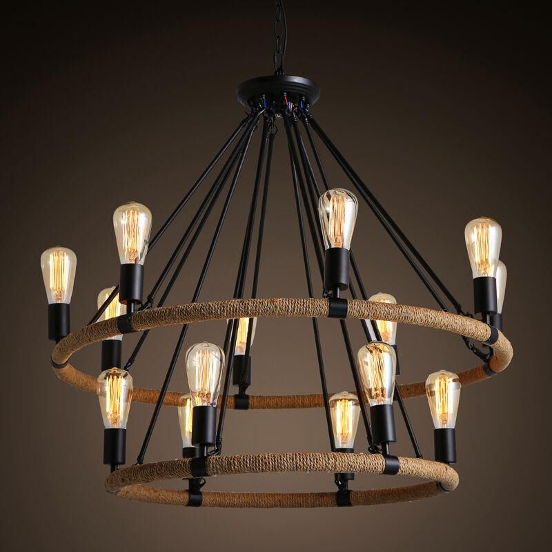 Bare Bulb Chandelier Light Fixture Industrial Metal Pendant Lighting for Restaurant