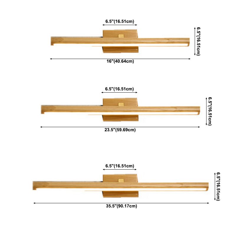 Madera de pared lineal apliques moderno 1 lámpara de espejo ligero luminato de montaje de pared