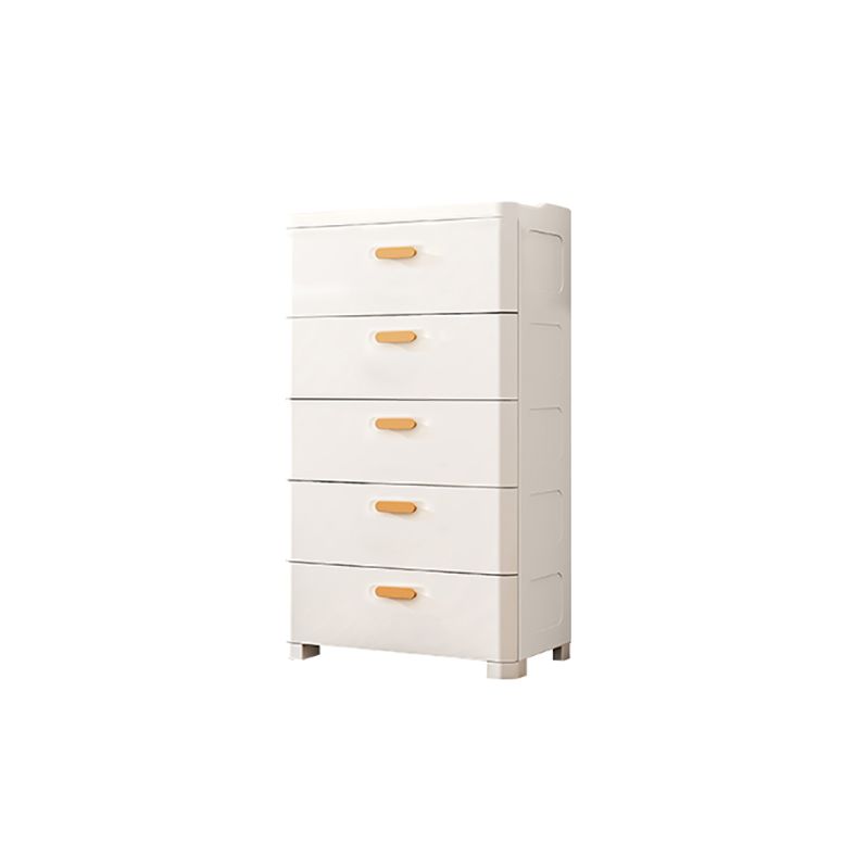 5 Drawers Vertical Kids Nightstand Modernism Plastic Nursery Dresser for Home