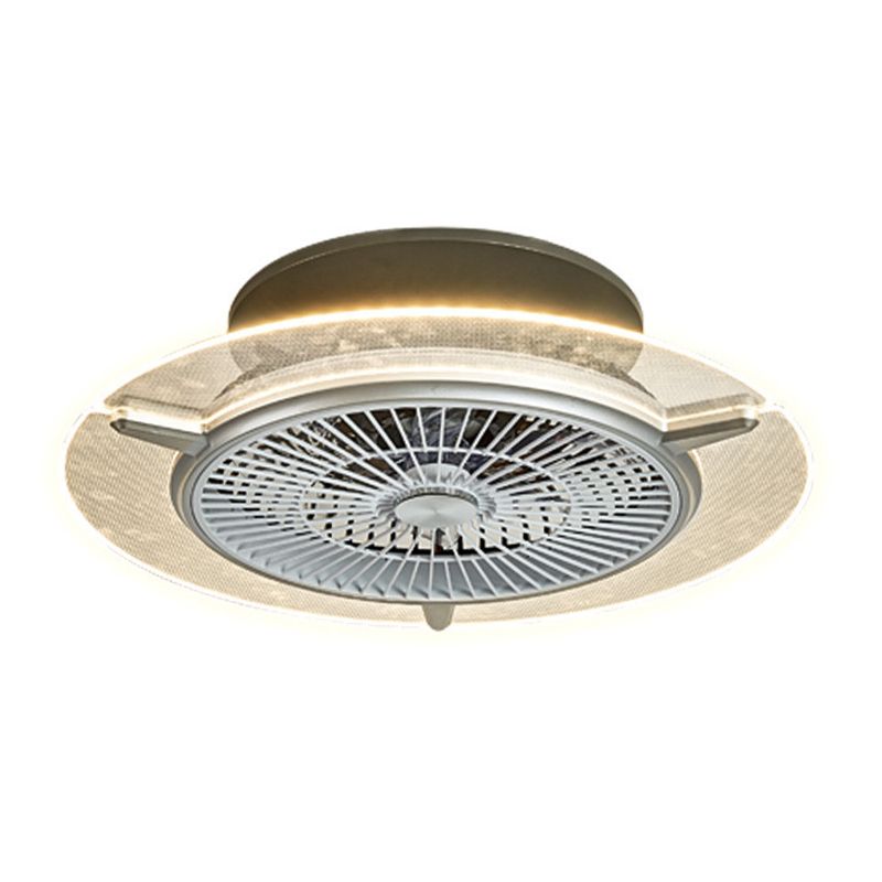 Round Acrylic Hanging Fan Light Modernism Gold/Silver Finish LED Flushmount Lamp, 22" Width