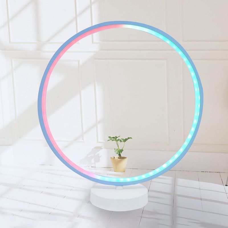 Metal Circle Table Lamp Nordic Circle RGB 1 Light Table Lamp for Bedroom