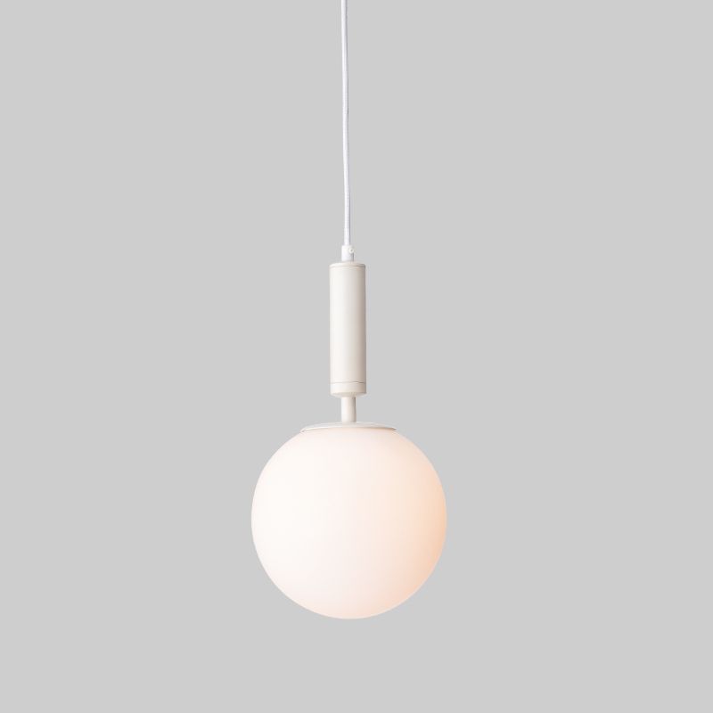 Globe Milk Glass Hanging Lighting Modern 1-Head Black/Grey/White Pendant Light for Study Room