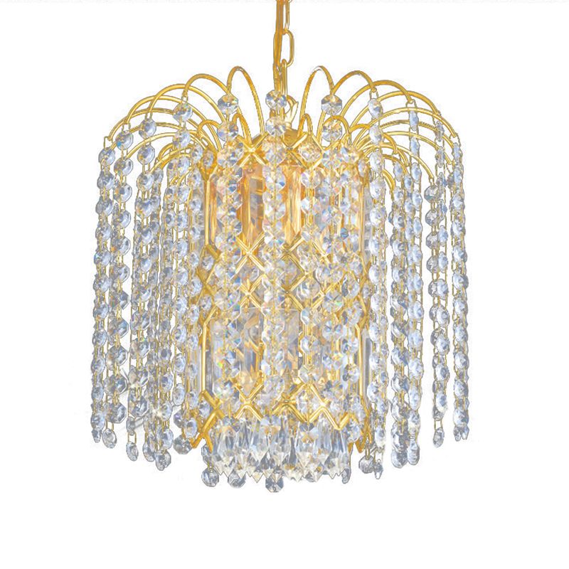 Rain Hanging Light Fixture Modernism Faceted Crystal 3 Lights Gold Chandelier Light for Lobby Bar