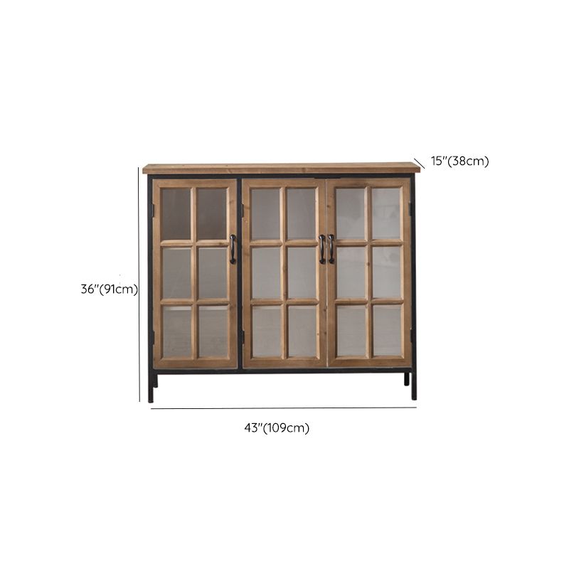 Traditional Solid Wood Display Stand Glass Doors Storage Cabinet for Living Room