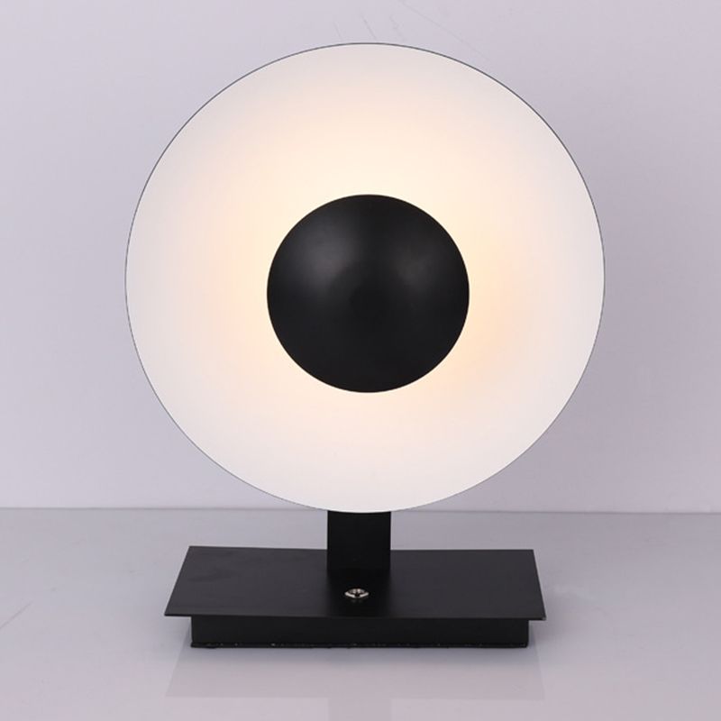 Metal Round Task Lighting Contemporary LED Reading Book Light in Black for Bedside