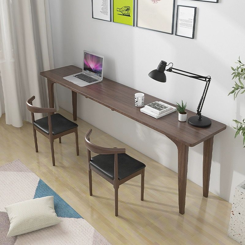 Modern Rectangular Writing Desk Solid Wood Brown Office Desk for Home