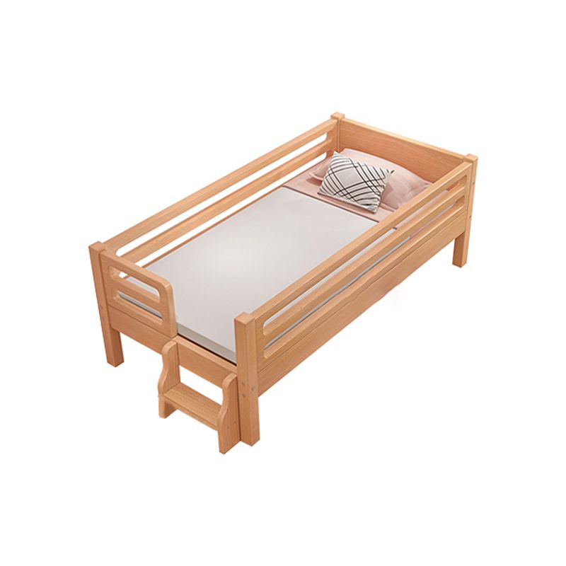 Nordic Style Solid Beech Nursery Bed with Mattress and Guardrail