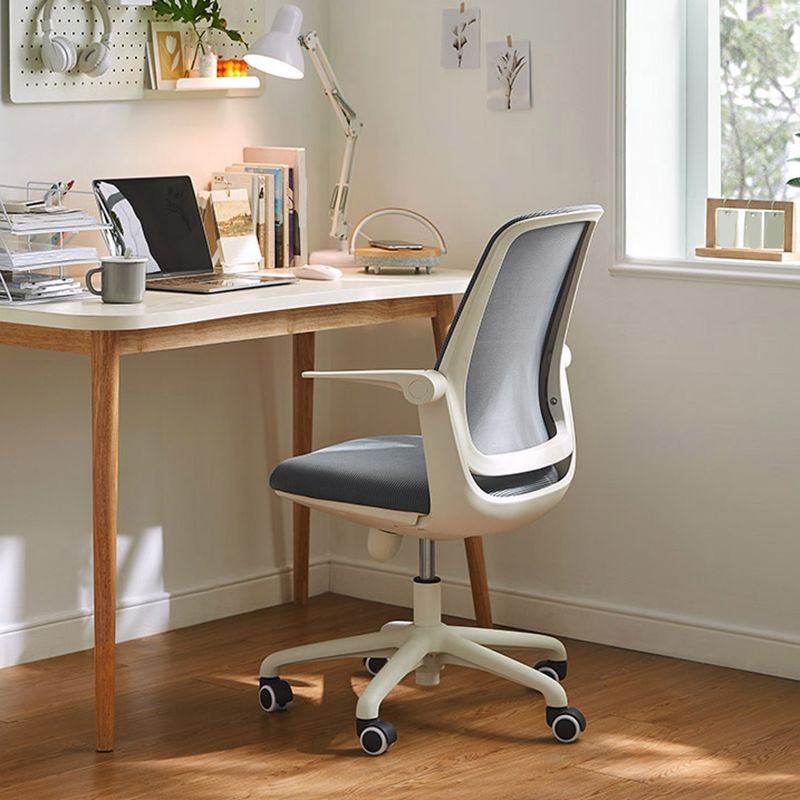 Deluxe Chair With Breathable AirGrid Back Fixed Arms White Frame Office Chair