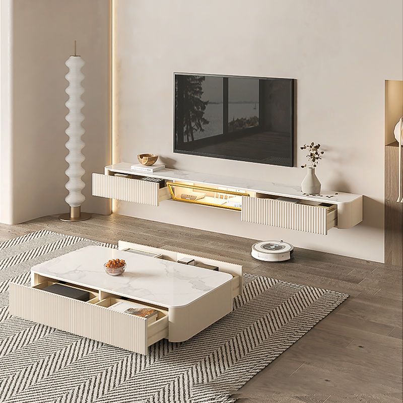 Contemporary TV Media Stand with Drawers Floating TV Stand Console