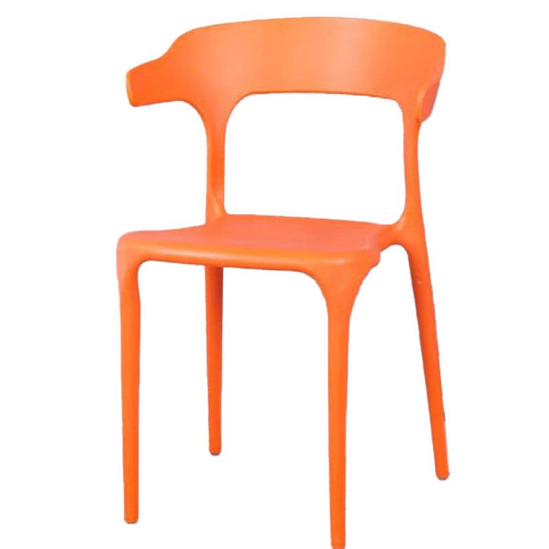 Contemporary Stackable Chairs Dining Open Back Arm Chairs with Plastic Legs