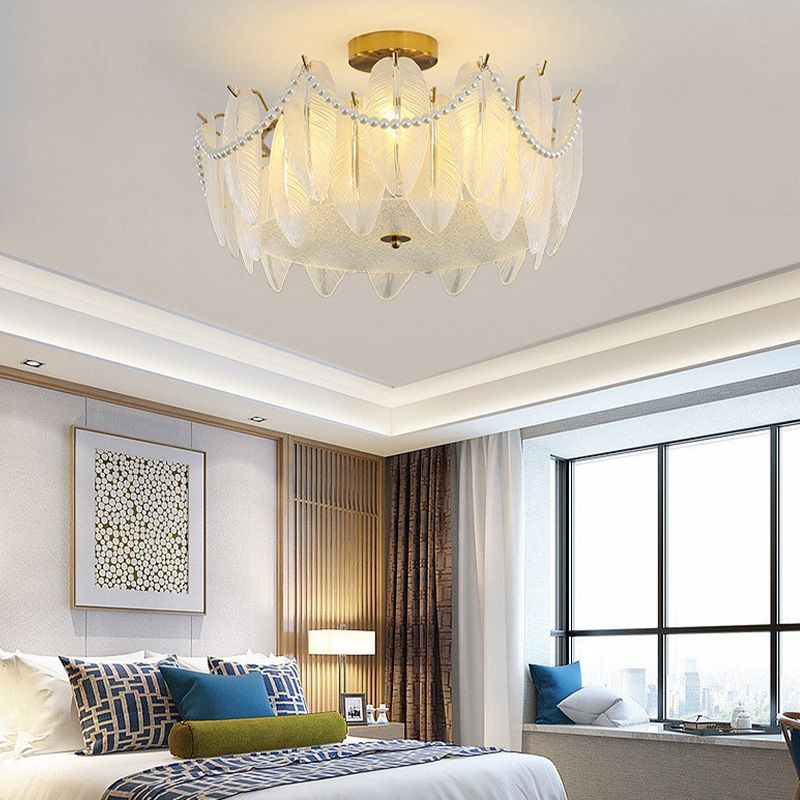 Household Ceiling Light Modern Glass Flush Mount Light Fixture for Bedroom