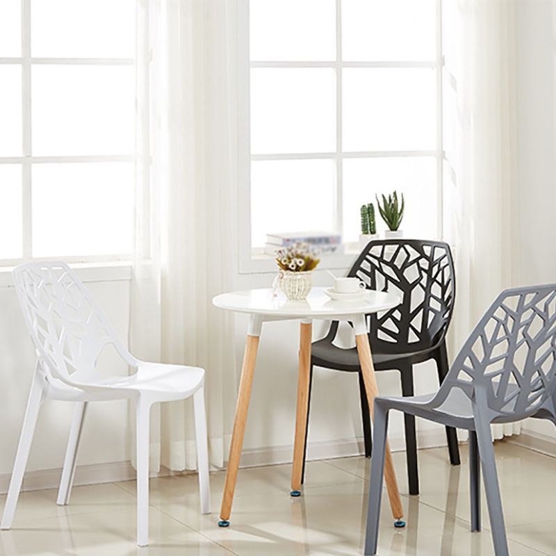 Glam Style Open Back Side Chair Plastic Stackable Dining Chair