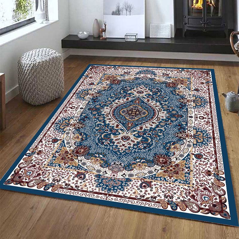 Moroccan Symmetrical Pattern Area Carpet Color Polyester Rug Stain Resistant Carpet for Living Room