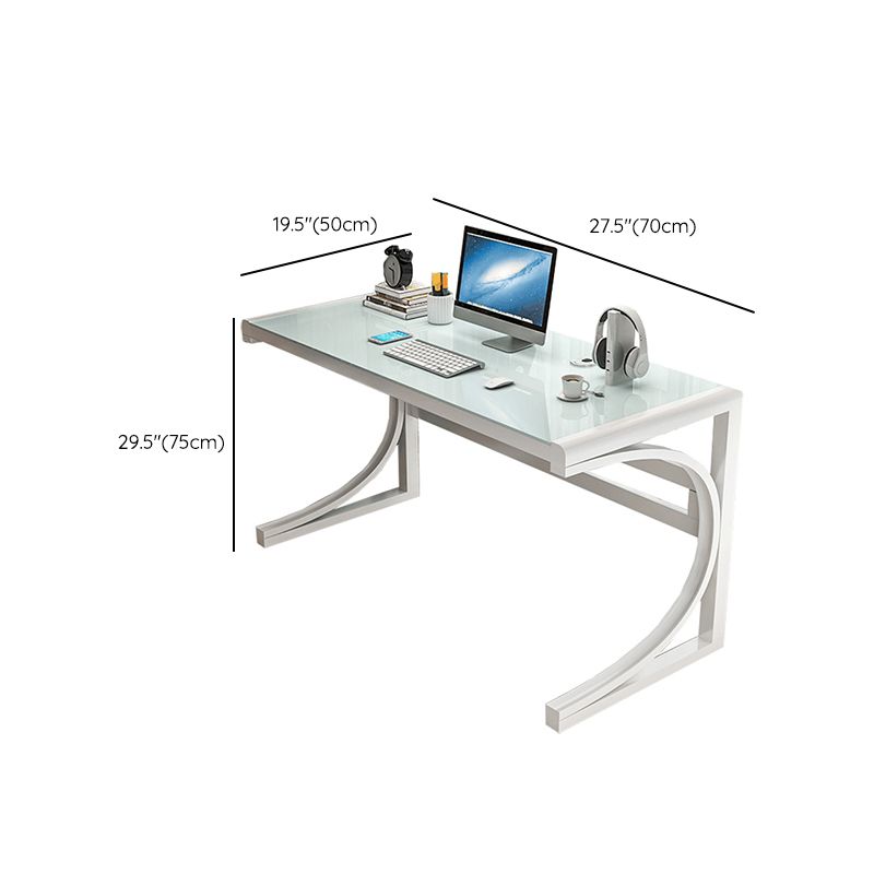 Contemporary Office Desk Glass Antique Finish Computer Desk with Metal Legs