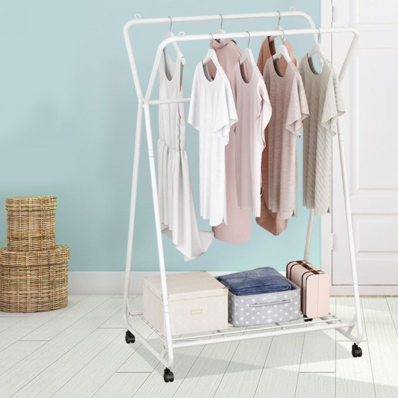 Contemporary Metal Coat Rack Storage Shelf Coat Rack with Castors