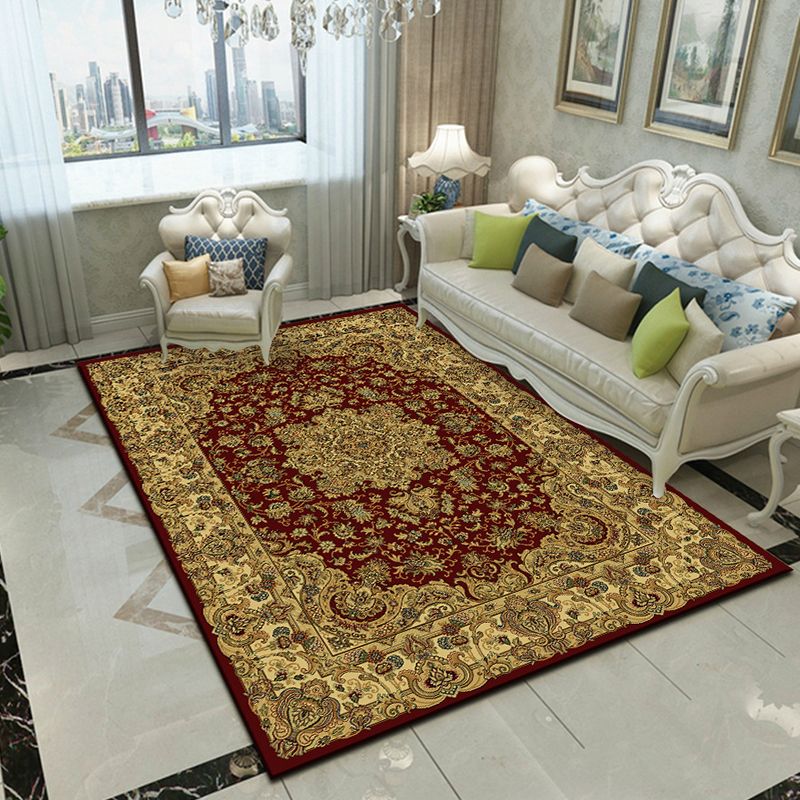 Glam Floral Swirls Rug Multicolor Victorian Rug Synthetics Pet Friendly Non-Slip Stain Resistant Rug for Home