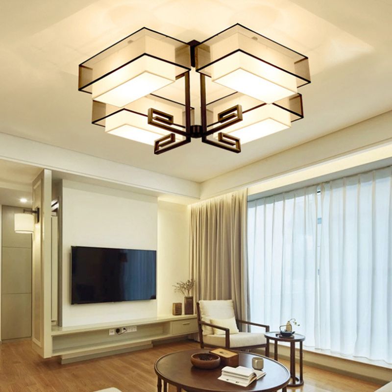 Modern Style Geometry Shape Flush Mount Fabric Ceiling Light for Bedroom