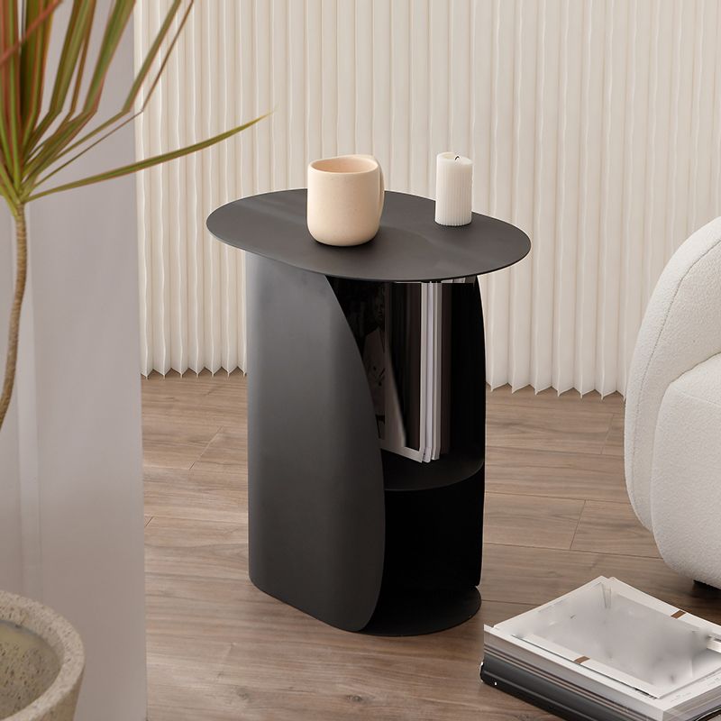 Contemporary Bedside Cabinet Open Storage Metal Accent Table Nightstand for Bedroom