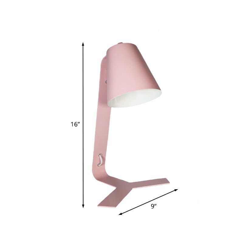 Pink Finish Bell Reading Light Contemporary LED Metallic Night Table Lamp with Plug In Cord