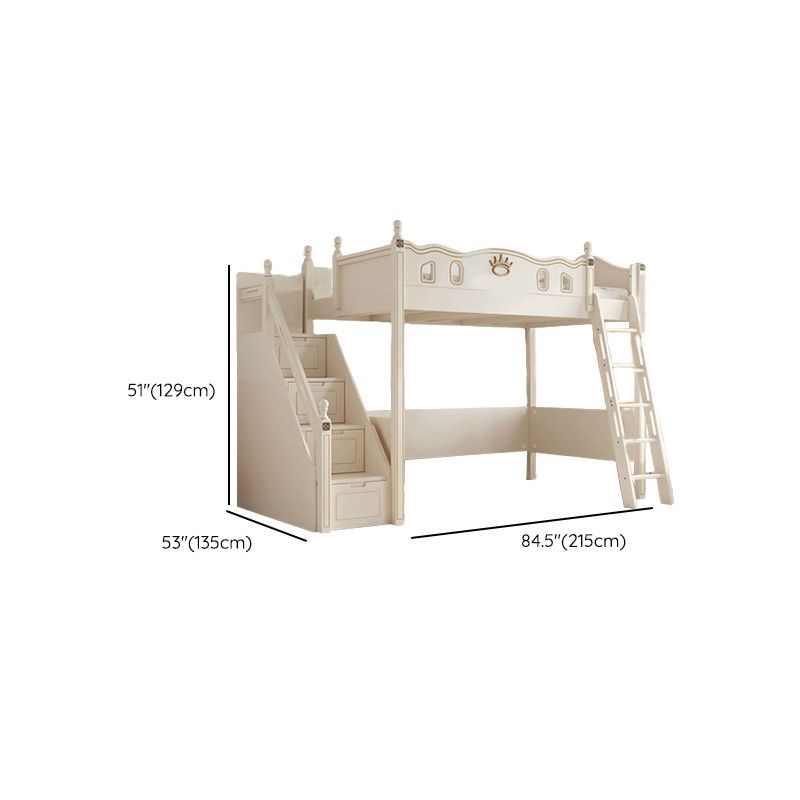 Stairway Loft Bed Mattress Included No Theme Bunk Bed with Guardrail