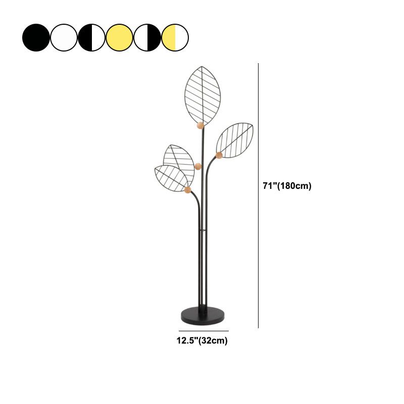 Contemporary Coat Rack Free Standing Leaf Shape Coat Hook Metal Hall Stand