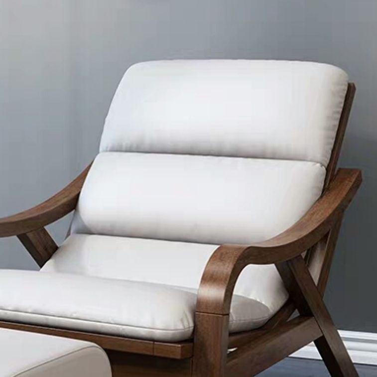 Contemporary Solid Wood Recliner Chair in Solid Color with Wooden Legs