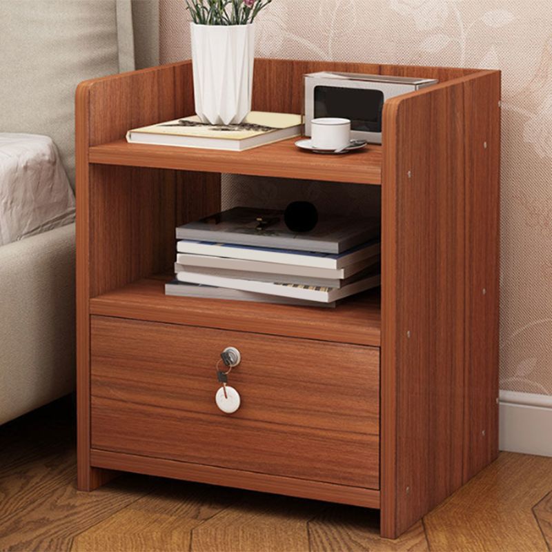 Wooden Nightstand with 12" Wide Night Table with Drawers and Shelf