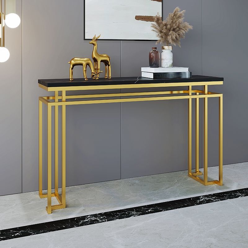 Glam Rectangle Marble/metal Scratch Resistant Console Table for Hall