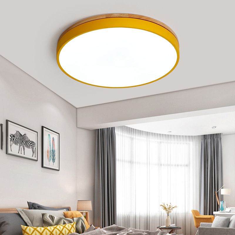 Modern Style Circle Shape Ceiling Lighting Metal 1 Light Ceiling Lamp for Bedroom