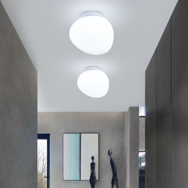 Contemporary Flush Mount Lighting White Glass Ceiling Light for Home