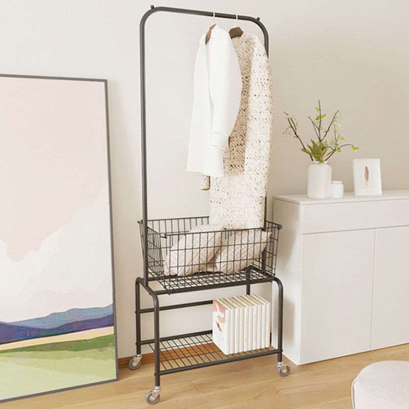 Metal Coat Hanger, Storage Baskets and Castors, Industrial Entryway Kit