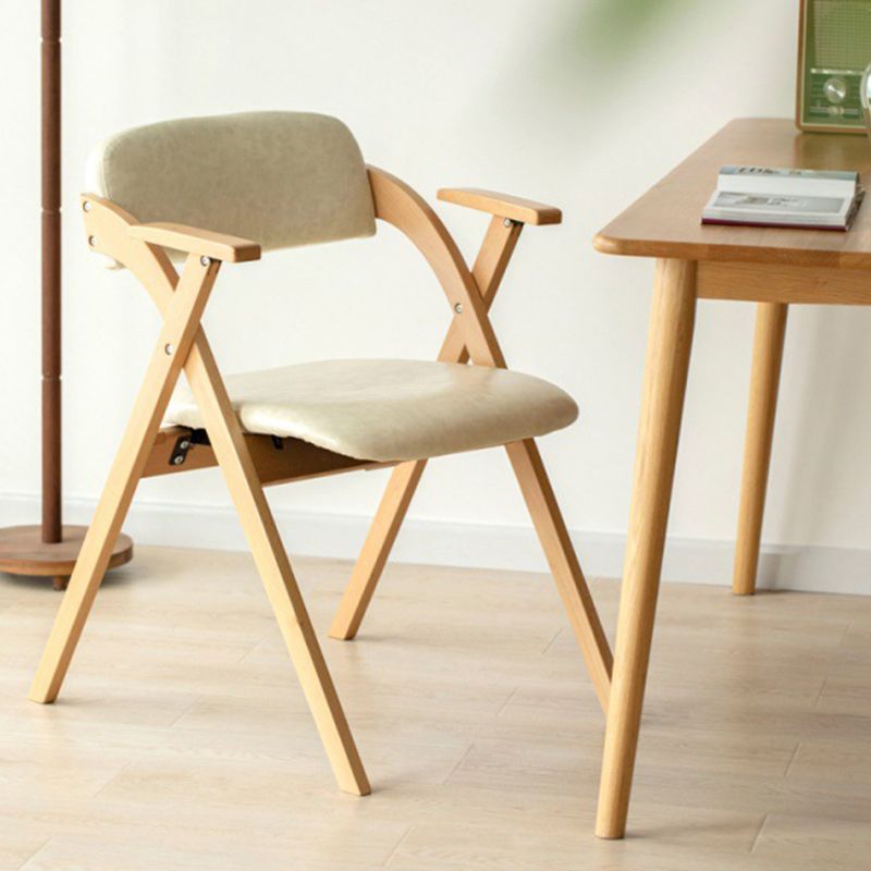 Open Back Folding Dining Arm Chair Modern Solid Wood Dining Chair