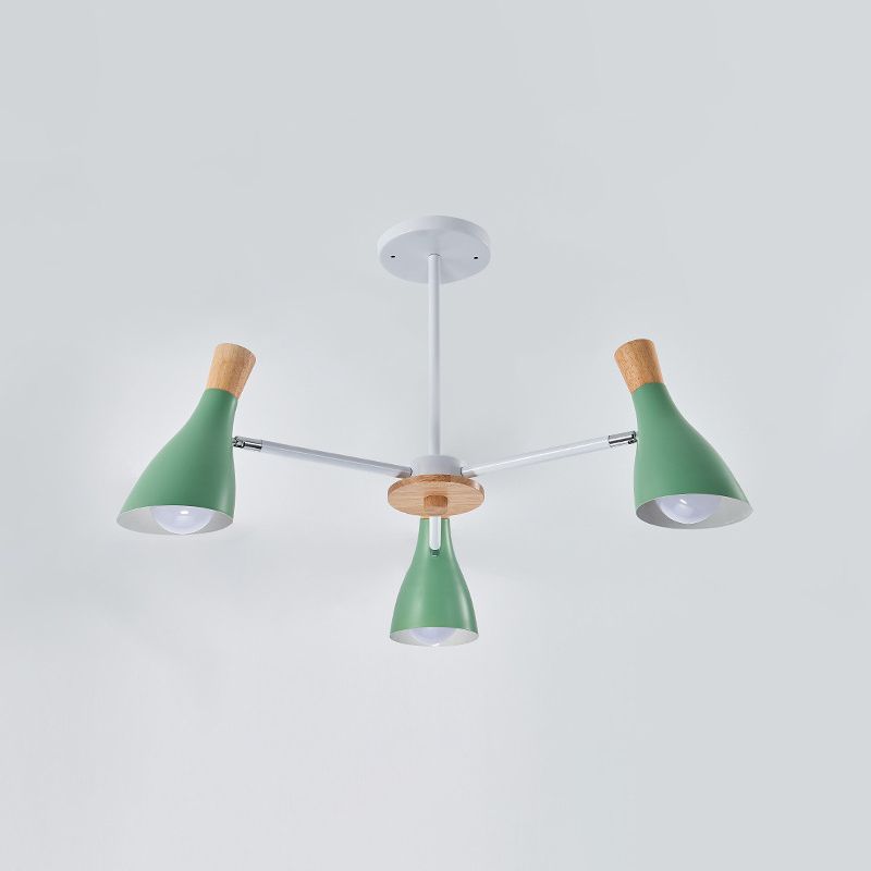 IJzeren bias-gesneden fles kroonluchter lamp macaron stijl houten hanger licht voor woonkamer