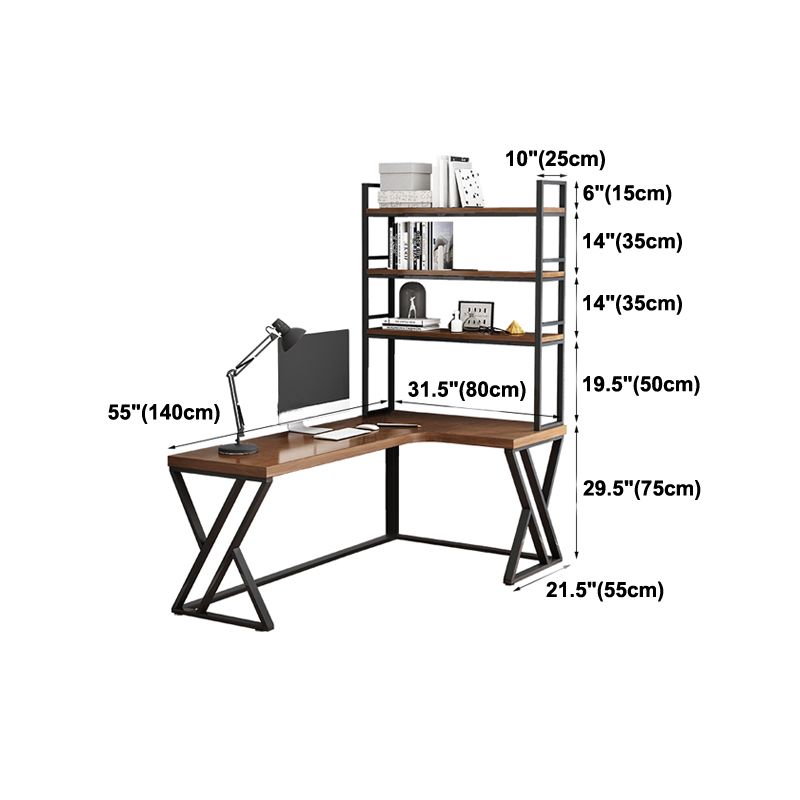 Solid Wood L-Shaped Work Table Fixed Home Office Modern Writing Desk