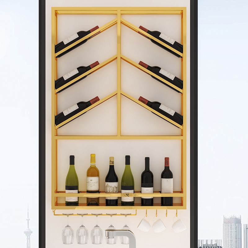 Luxury Style Stainless Steel Wall Mounted Wine Holder Rack in Gold