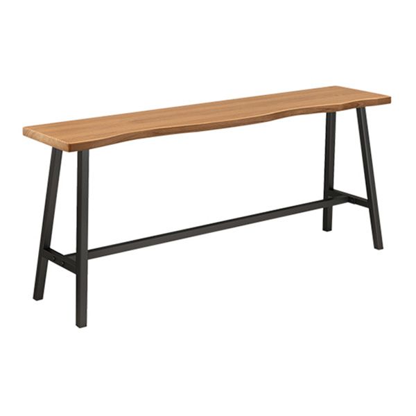 Rectangular Pine Wood Top Bistro Table Industrial Pub Table with Trestle Base in Black