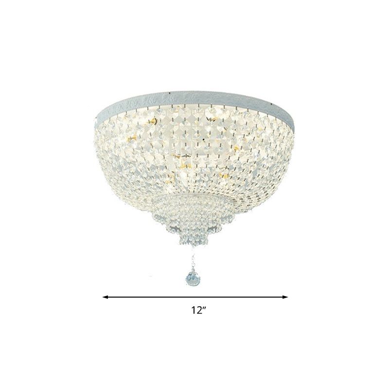 Beaded Flushmount Lighting Minimalist Clear Crystal 12"/16"/19.5" Wide 1 Light Ceiling Fixture for Living Room